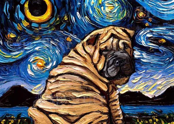La noche estrellada más canina: si Van Gogh se hubiera dedicado a pintar perros, este podría ser el resultado