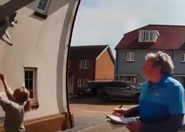 Una mujer logra coger al vuelo a su perra, que se tiró por una ventana para estar junto a ella