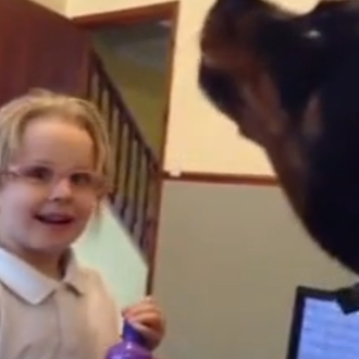 El divino dueto de una niña y su Rottweiler