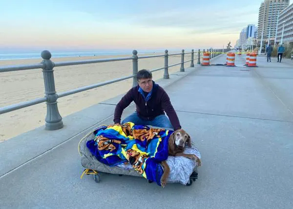 Los últimos paseos felices de una perra muy querida, de una perra que adoraba la playa pero ya no podía andar