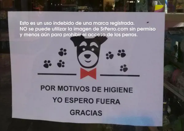 Hay quien elige prohibir el acceso a los perros usando el logo de SrPerro ¡y no es broma!