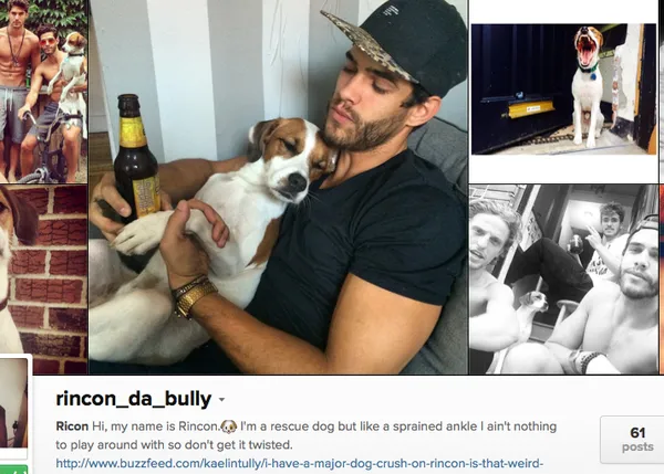 Estrellas de instagram: Rincon, el perro adoptado y sus humanos... modelos masculinos