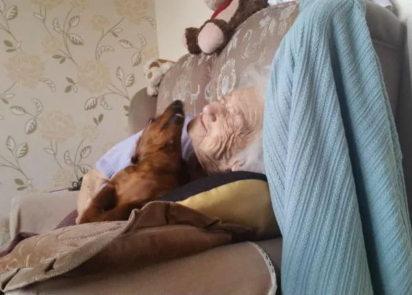 Una anciana con alzheimer vuelve a disfrutar y olvida sus achaques al recibir las visitas de una perra