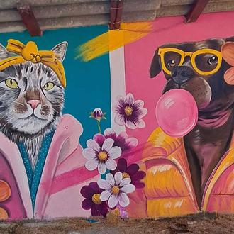 Un chulísimo y colorido mural en la protectora Os Biosbardos …