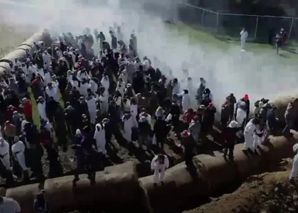 La policía evita, con pelotas de goma y gas lacrimógeno, que cientos de activistas puedan rescatar a perros de laboratorio