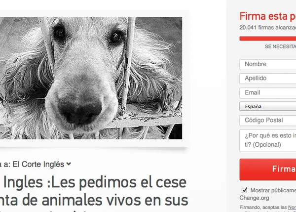 Más de 100.000 personas piden a El Corte Inglés que deje de vender animales
