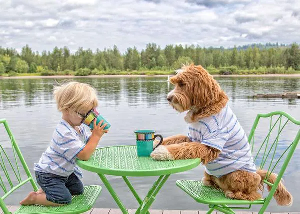 Un churumbel en acogida y un perro adoptado: una preciosa amistad que, además, es solidaria 