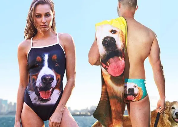 Una original manera de llevarte al can a la playa... ¡en el bañador!