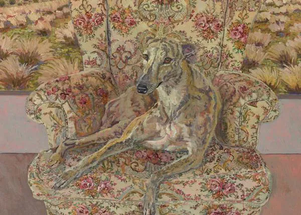 El retrato de una bella Galga descansando en un sofá, obra de Lucy Culliton, consigue el premio Sulman de 40.000 $