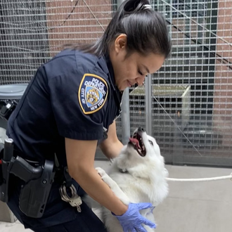 Una policía logra adoptar al perro al que rescató del …