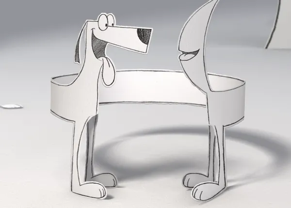 El perro que perseguía su cola: un cuento animado con final doblemente feliz