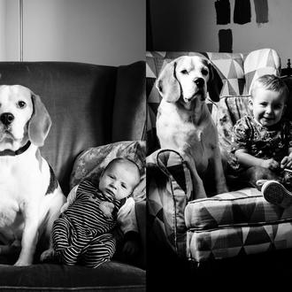 Retrata a su hijo y a su perro cada mes …
