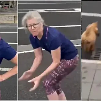Enfadada porque un hombre llevaba a su perro suelto, una …