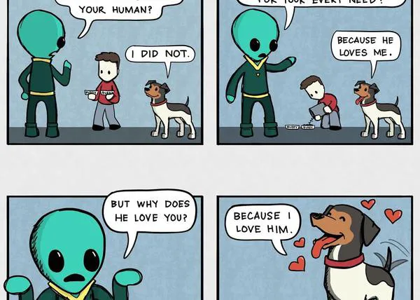 Un simpático y certero cómic muestra cómo los perros completan la vida de los humanos