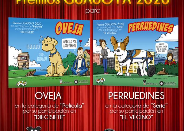 Oveja y Ratoni, los primeros perros en ganar un GUAUOYA, un galardón canino, cinéfilo y solidario