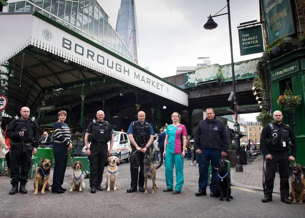 Los perros policía que ayudaron tras los atentados de 2017 en Londres reciben un homenaje