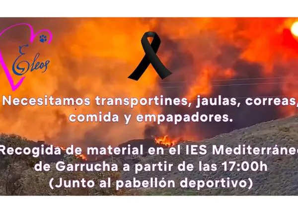 Piden ayuda (acogidas, donaciones de transportines, comida, correas...) para los animales afectados por el incendio de Los Gallardos