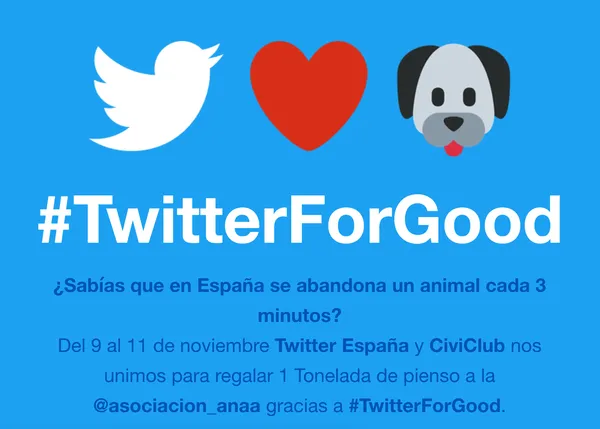 Twitter España y CiviClub hacen magia, convierten nuestros tweets en comida para los perros de ANAA