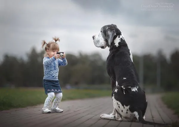 Niños pequeños con perros grandotes: una fabulosa y tierna serie de fotos