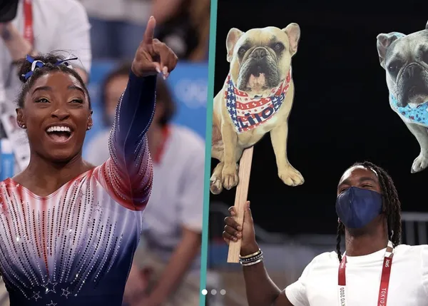 Los perros de Simone Biles hacen sonreír aún más a la gimnasta tras lograr un bronce olímpico muy especial